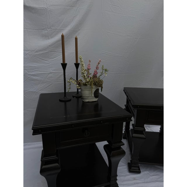 Traditional 1990s Pair of Vintage Universal Matching Black Nightstands For Sale - Image 3 of 12