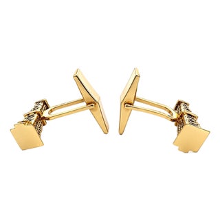Tiffany & Co. Vintage 14k Yellow Gold Oil Well Derrick Tower Cufflinks, Pair For Sale