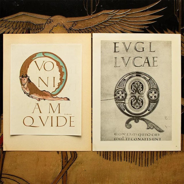1949 Letter Q From "An Evangeliarium of the Church of Metz", First Edition Gold Ink Lithograph For Sale In Dallas - Image 6 of 9