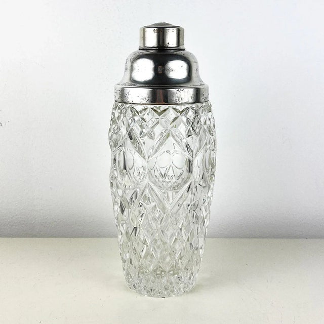 Vintage Italian Crystal and Silver Cocktail Shaker, 1940s For Sale - Image 11 of 11