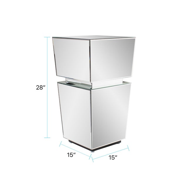 Glass Clear Mirrored Pedestal Short For Sale - Image 7 of 9