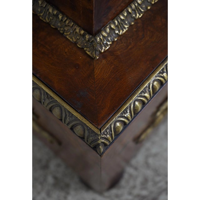 1960s Pair Burl Walnut French Empire Obelisks For Sale - Image 5 of 10