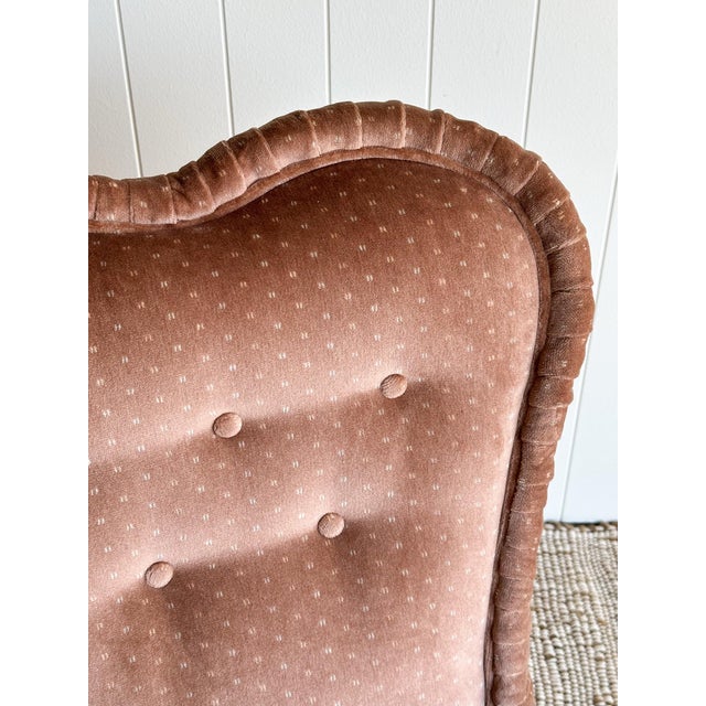 Vintage Blush Velvet Slipper Chair With Pleated Skirt For Sale - Image 9 of 12