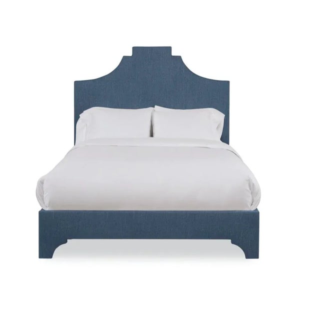 Not Yet Made - Made To Order Nadine Queen Headboard, Navy Linen For Sale - Image 5 of 5
