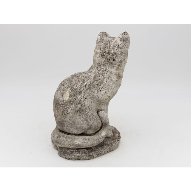 Vintage Reconstituted Stone Cat Garden Statue, English 1970s For Sale In New York - Image 6 of 8