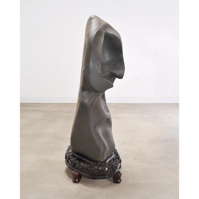Monumental Chinese Scholar's Water Stone on Carved Base 5 Ft For Sale In Sacramento - Image 6 of 18