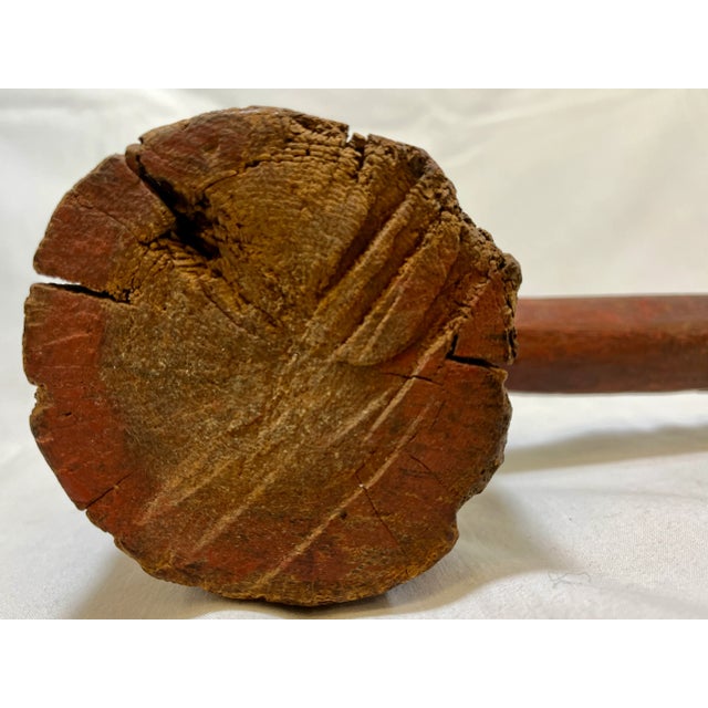 Antique Handmade Red Wooden Mallet From England - Circa 1880 For Sale - Image 10 of 10