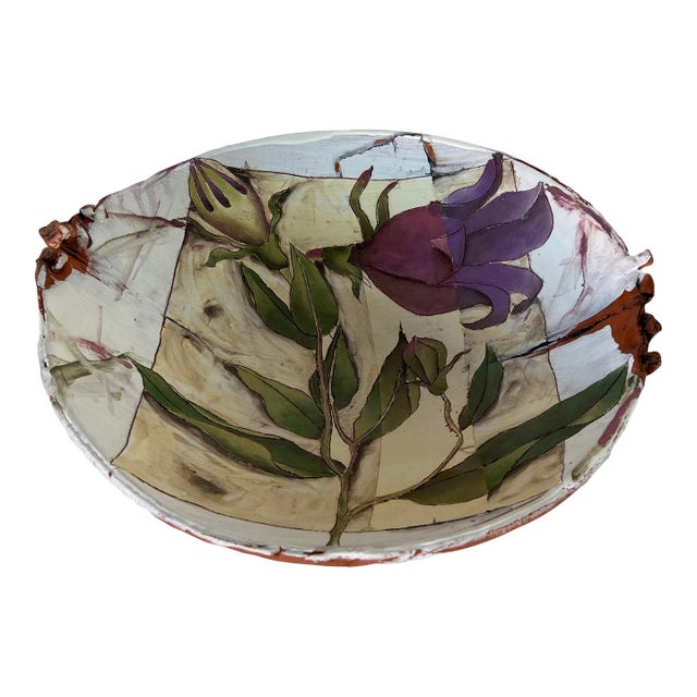 1980s Vintage Handmade Artistic Pottery Bowl , Signed For Sale