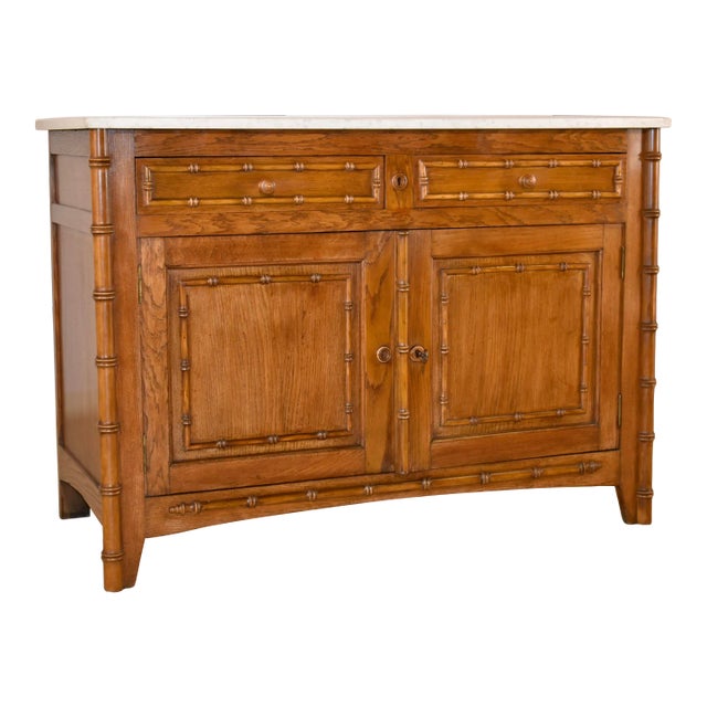 19th Century Faux Bamboo Buffet With Marble Top For Sale