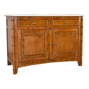 19th Century Faux Bamboo Buffet With Marble Top