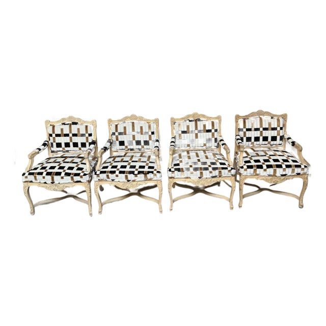 Set of Four Vintage Bergere Dining Chairs For Sale