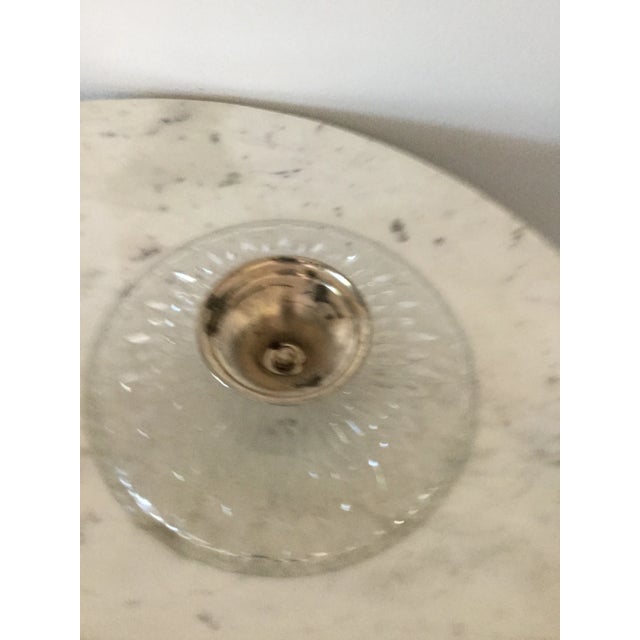 Vintage Italian 1960's Cut Glass Cake Stand With Silverplated Pedestal - Leonard Crystal For Sale - Image 4 of 4