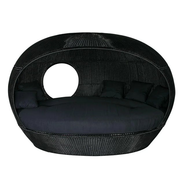 Outdoor Black Interlaced Nettuno Sofa in PLT with Black Cushion from VGnewtrend, in Exhibition Piece conditions. Designed...