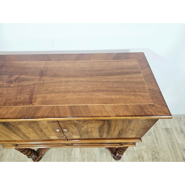 19th Century Baroque Walnut Cabinet with Inlays and Turned Legs For Sale - Image 16 of 18