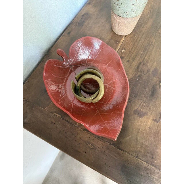 Red Leaf Ceramic Dish, 1960s For Sale - Image 6 of 18