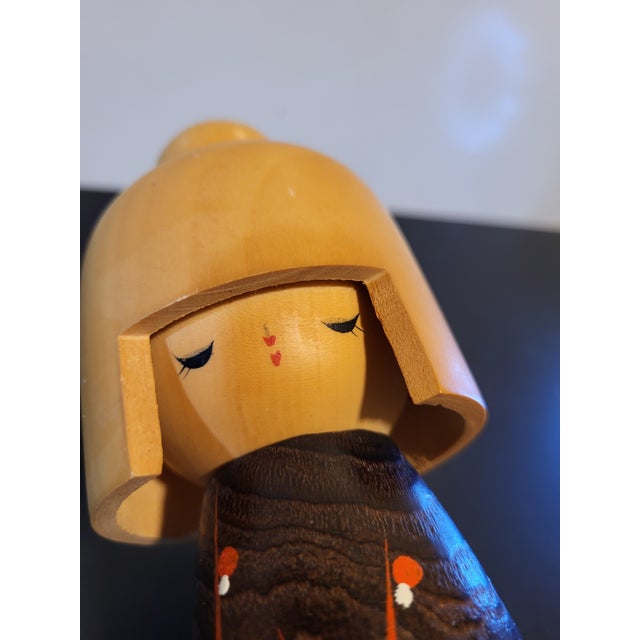 Vintage Wooden Kokeshi Japanese Doll For Sale - Image 9 of 14