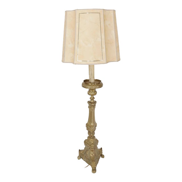 Antique Floor Lamp from a Church Candlestick For Sale