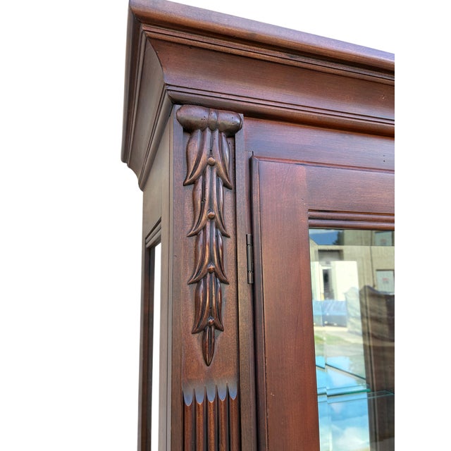 Brown 1990s Ethan Allen British Classics Curio Cabinet China Hutch Display Breakfront Cherry For Sale - Image 8 of 14