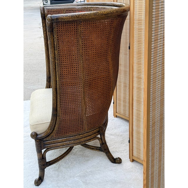 Maitland - Smith Vintage Maitland-Smith British Colonial Style Double Caned Faux-Tortoiseshell Wingback Chair For Sale - Image 4 of 18