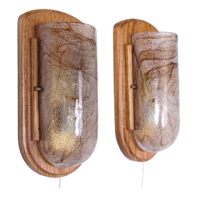 Modernist Wall Sconces in Amber Murano Glass, Germany, 1960s, Set of 2 For Sale