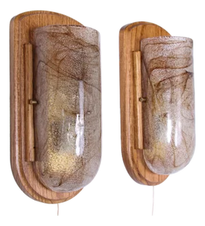 Modernist Wall Sconces in Amber Murano Glass, Germany, 1960s, Set of 2