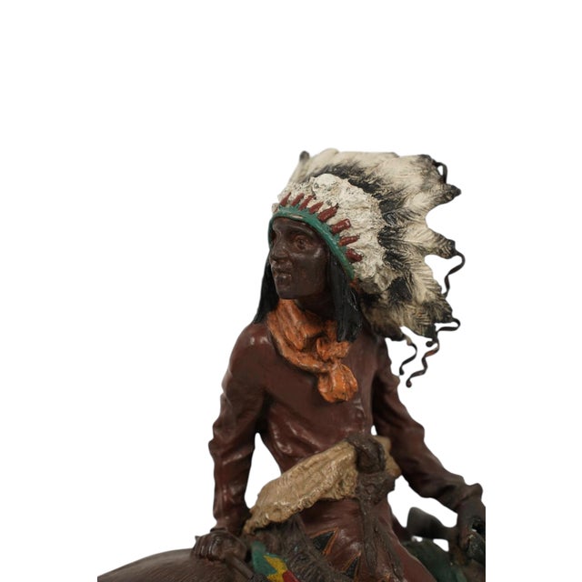 Carl Kauba Austrian Vienna Bronze Sculpture of Indian Warrior on Horseback For Sale - Image 4 of 7