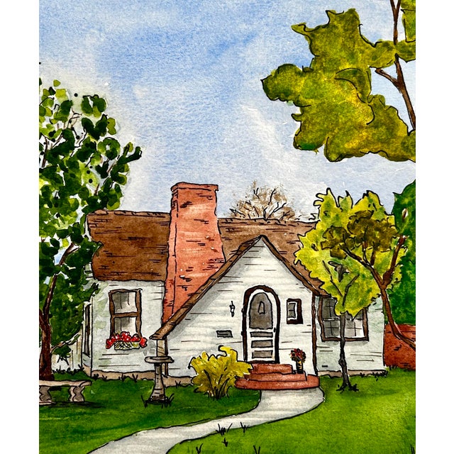 Illustration Original Watercolor Painting “Lincoln and Addison” Ink and Wash For Sale - Image 3 of 6