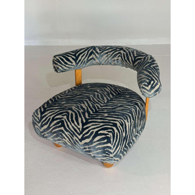 Large Pine Chair in Royal Blue Fabric For Sale - Image 5 of 9