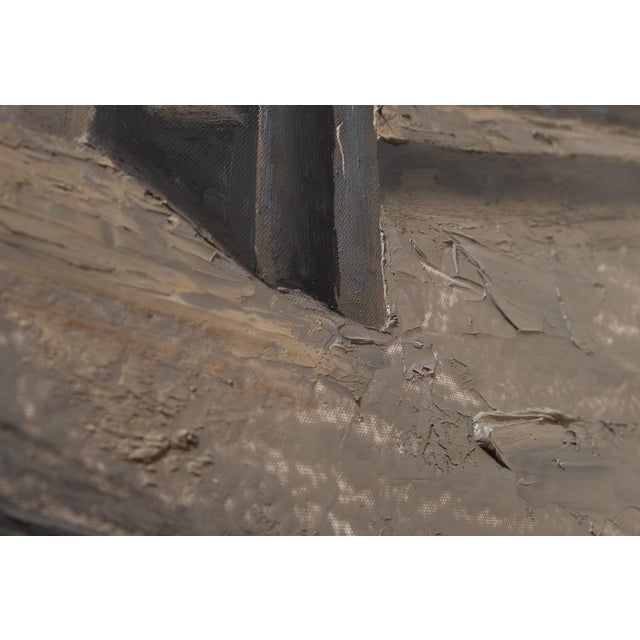 Exit by Stefan Smit | Oil on loose canvas Woman exiting a building through a door. For Sale - Image 4 of 4