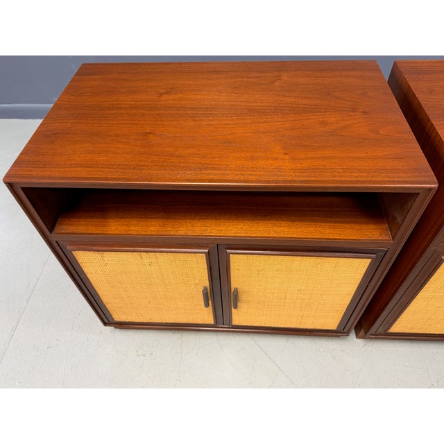 1950s Pair of Cane-Front Walnut Nightstands by Arne Vodder for Vamo Sønderborg For Sale - Image 11 of 14