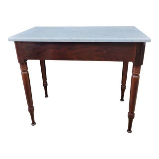 Early 19th Century Early American Marble Top Hall Console Table For Sale