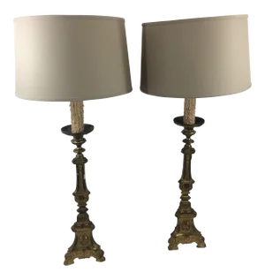 19th Century French Pricket Lamps - a Pair