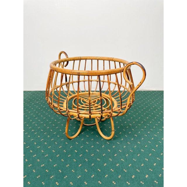 Rattan & Bamboo Basket, Italy, 1960s For Sale - Image 3 of 10