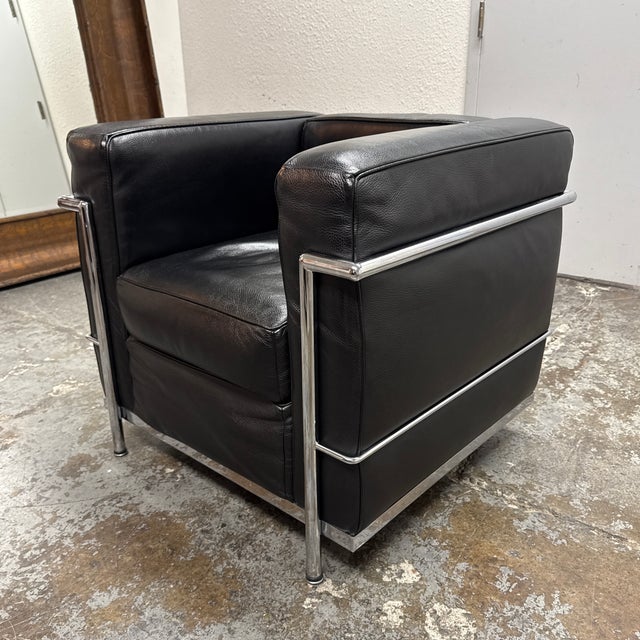 Design Plus Gallery presents a Le Corbusier Style Cube Lounge Chair. Executed in the International Style, this lounge...