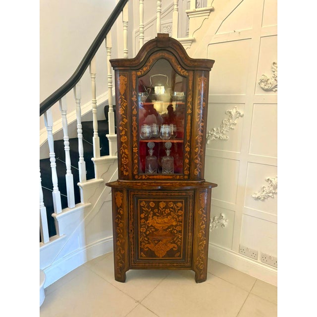 Antique 19th Century Dutch Marquetry Corner Cabinet, 1800s For Sale - Image 9 of 13