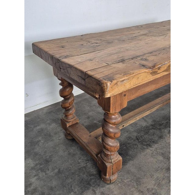 Wood Louis XIII Style Farmhouse Table in Oak For Sale - Image 7 of 11
