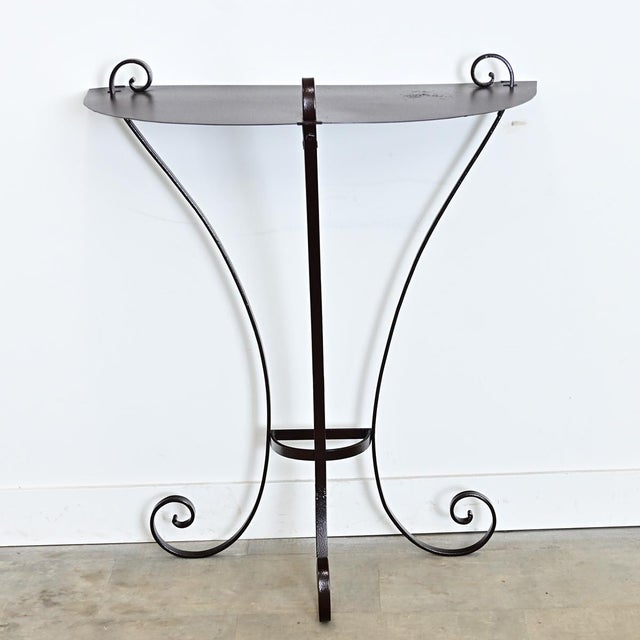 Early 20th Century French Wrought Iron Demilune Console in New Powder-coat For Sale - Image 11 of 11