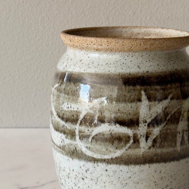 Ceramic Vintage Studio Pottery Stoneware Vase For Sale - Image 7 of 7