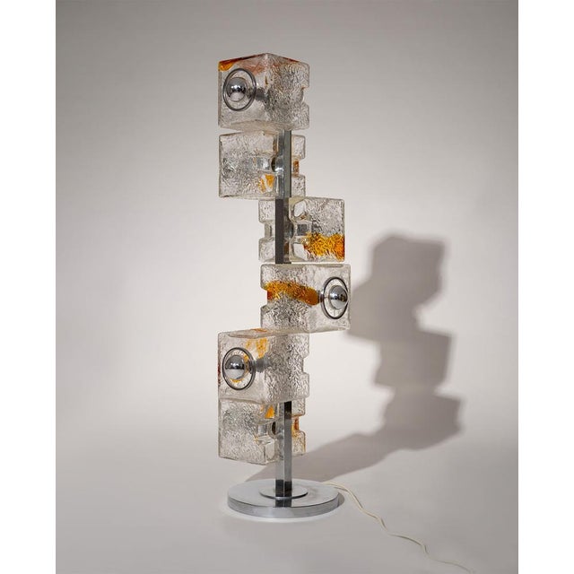 Toni Zuccheri Mid-Century Murano Glass Cube Floor Lamp by Toni Zuccheri for VeArt, Italy, 1970s For Sale - Image 4 of 14