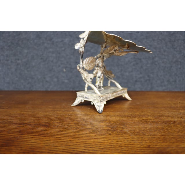 Victorian Figural Silver-Plate Tazza With Engraved Floral Tray For Sale - Image 13 of 18