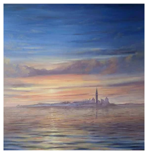 Adriano Bernetti da Vila, Sunset in Venice, Original Oil on Canvas, 2018