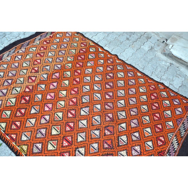 Orange 1960s Vintage Anatolian Handwoven Kilim Rug For Sale - Image 8 of 11