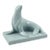 Saint Clement France Art Deco Cubist Blue Crackle Ceramic Seal Sculpture For Sale