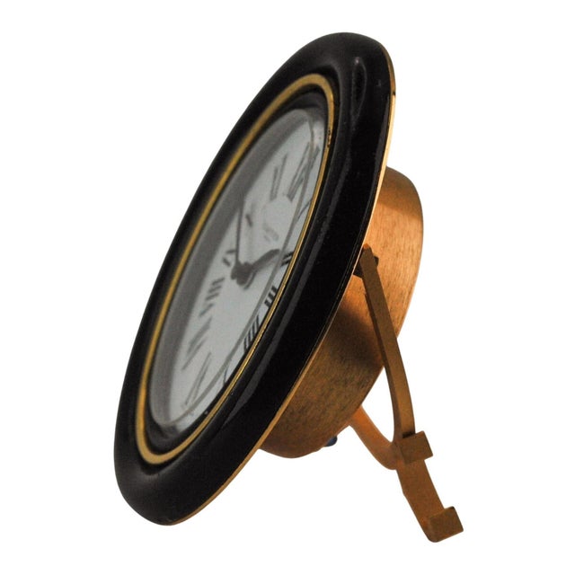 Contemporary Baignoire Alarm Clock in 18ct Gold Plate & Brass from Cartier, Swiss, 1980s, Set of 2 For Sale - Image 3 of 11