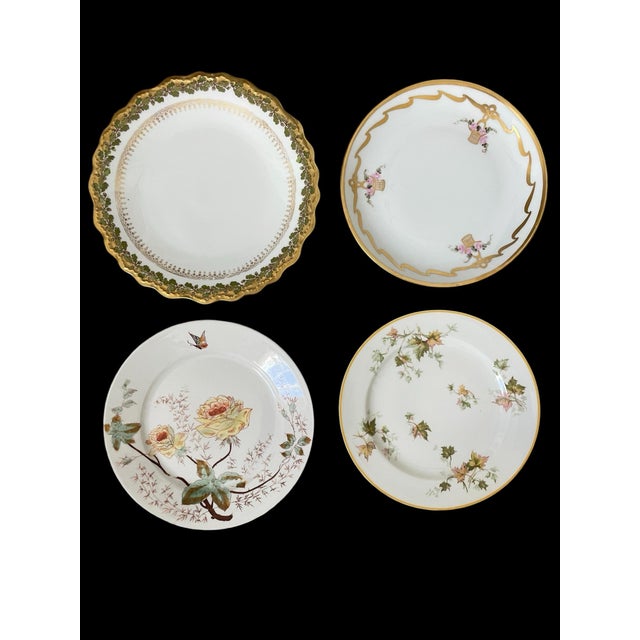 Limoges, France Antique Limoges France + Mismatched Floral Plates Set of 8 For Sale - Image 4 of 5