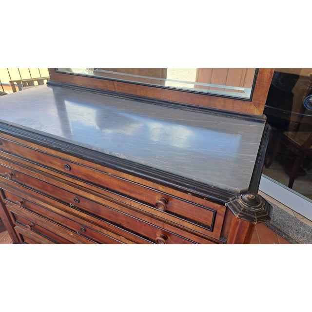 Italian Walnut Chest of Drawers with Mirror For Sale - Image 3 of 6