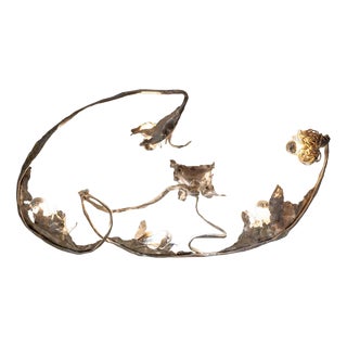 Sculptural Silver and Wrought Iron Wall or Ceiling Light by Salvino Marsura For Sale