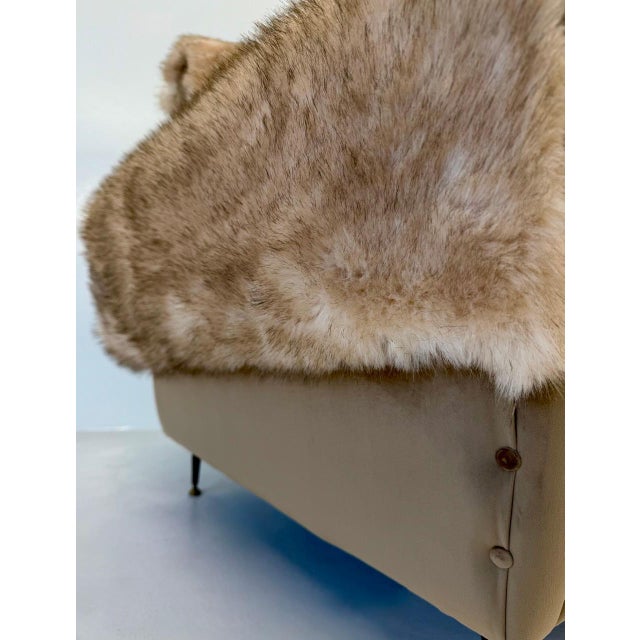 Beige Italian Lounge Chairs in Velvet and Faux Fur Fabric, 1950s, Set of 2 For Sale - Image 8 of 13
