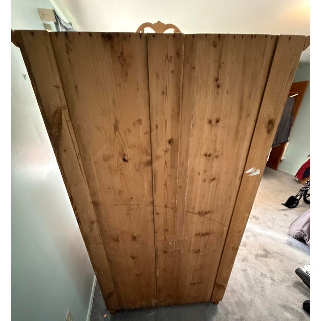 Late 19th Century Antique French Provincial Carved Pine Armoire For Sale - Image 5 of 7