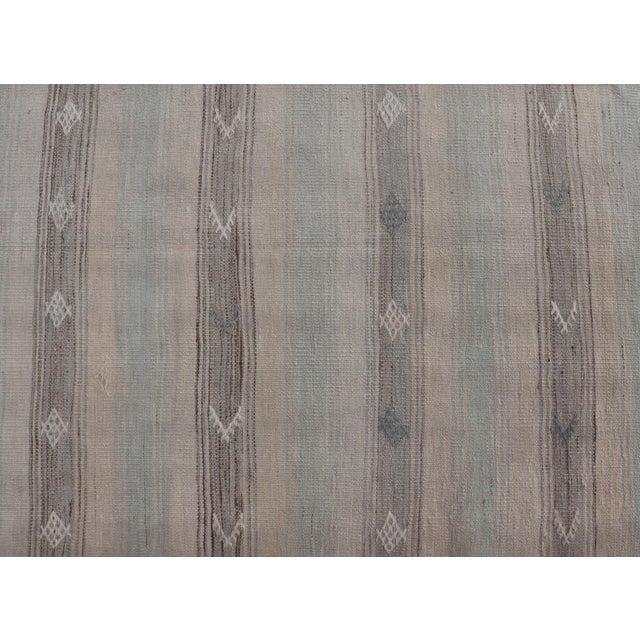 Textile Vintage Turkish Kilim Runner With Soft Beige and Muted Pastel Stripes For Sale - Image 7 of 11